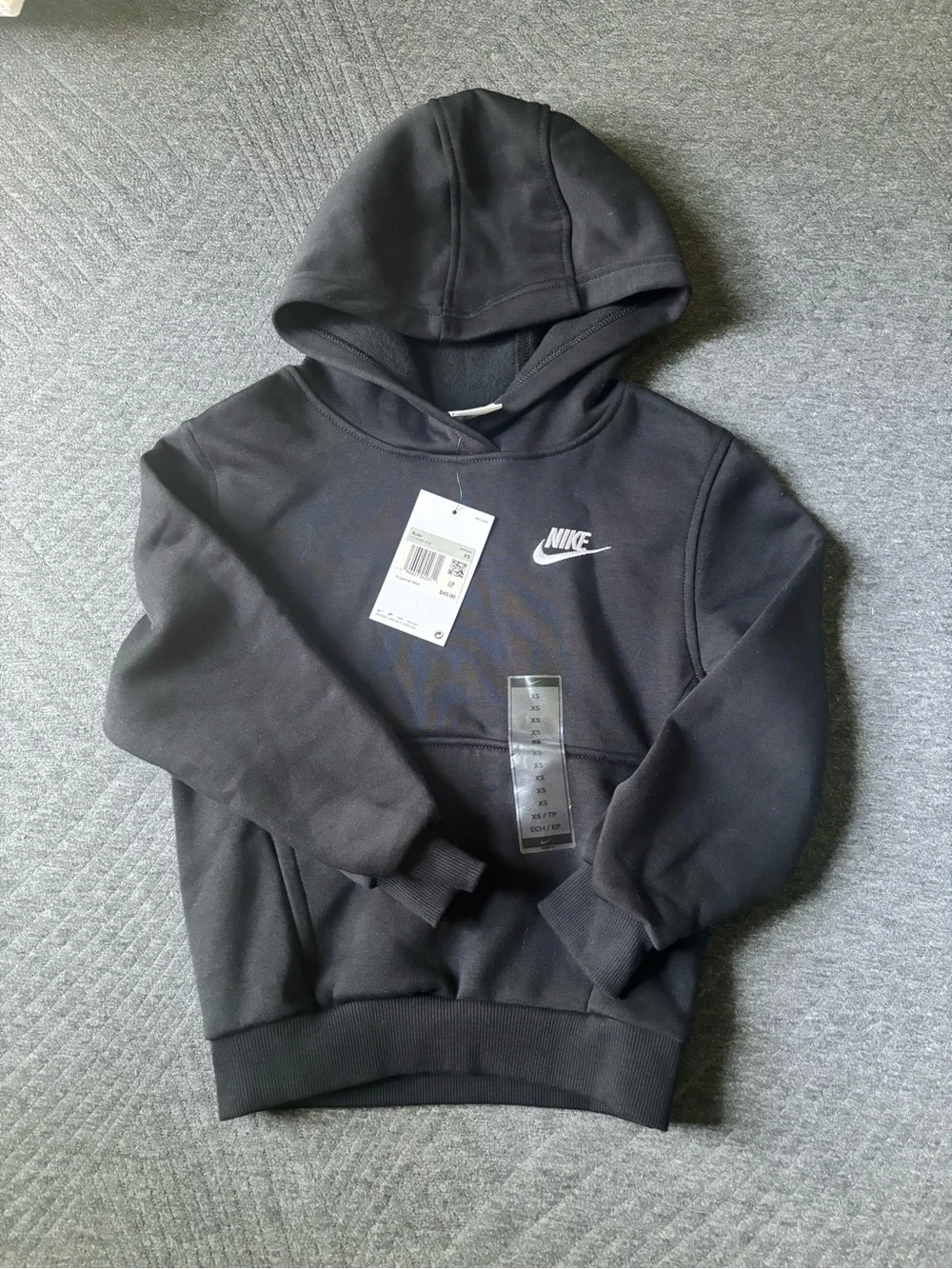 Nike Black Kids Hoodie with White Swoosh Logo
